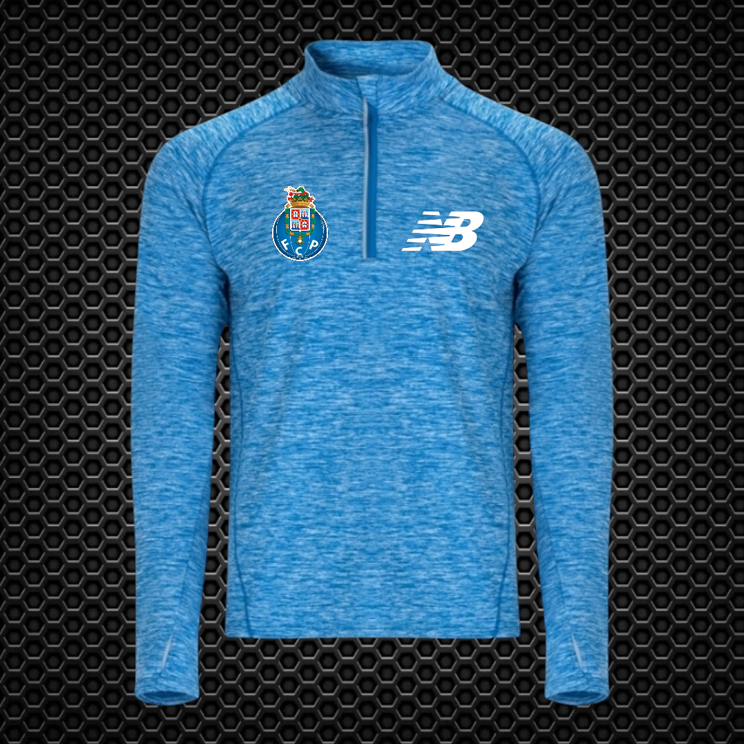 Porto - Camisola técnica de manga comprida raglan, com meio fecho