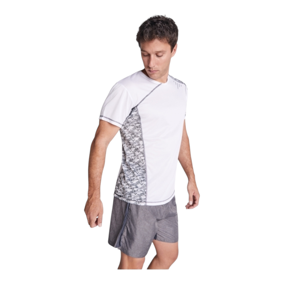 Ref. 0426 - Sochi - T-shirt técnica de manga raglan com encaixes estampados