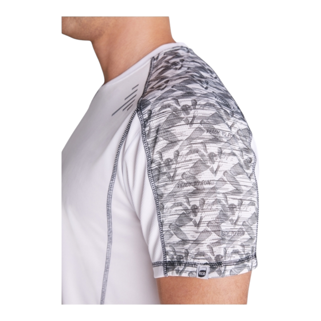 Ref. 0426 - Sochi - T-shirt técnica de manga raglan com encaixes estampados