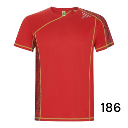 Ref. 0426 - Sochi - T-shirt técnica de manga raglan com encaixes estampados