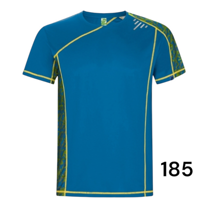 Ref. 0426 - Sochi - T-shirt técnica de manga raglan com encaixes estampados