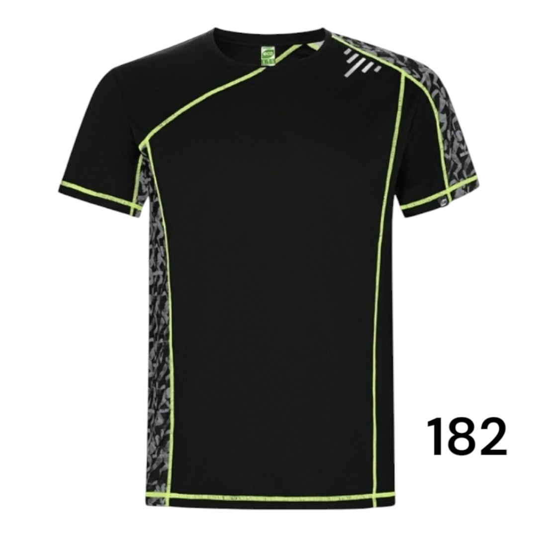 Ref. 0426 - Sochi - T-shirt técnica de manga raglan com encaixes estampados