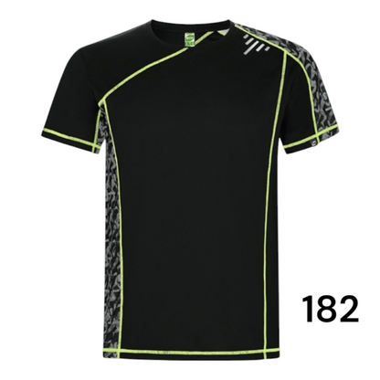 Ref. 0426 - Sochi - T-shirt técnica de manga raglan com encaixes estampados