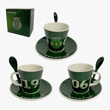 Sporting - Conjunto chávena com colher e pires café