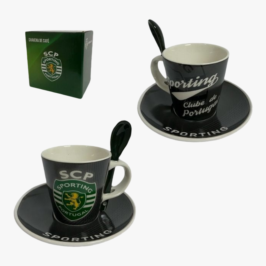 Sporting - Conjunto chávena com colher e pires café