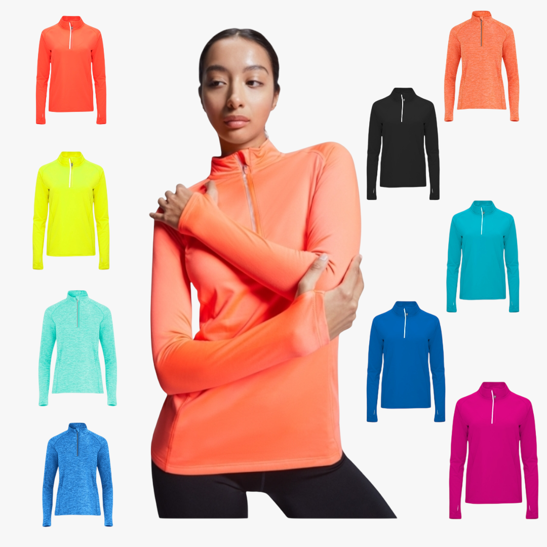 Ref. 1114 - Melbourne woman - Camisola técnica de manga comprida raglan, com meio fecho
