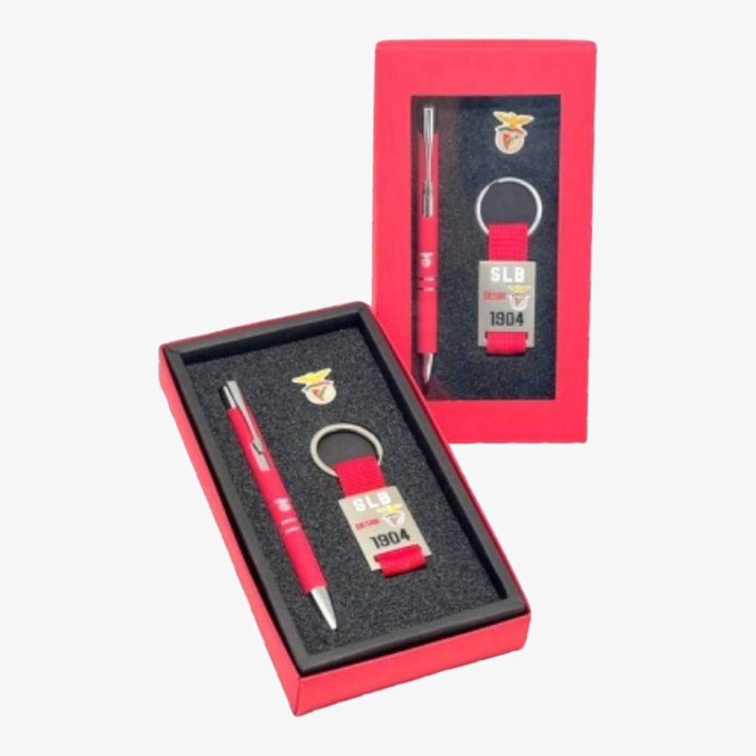 Benfica - Conjunto porta chaves + esferográfica + pin
