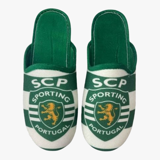 Sporting - Chinelos de quarto riscas com sola de borracha
