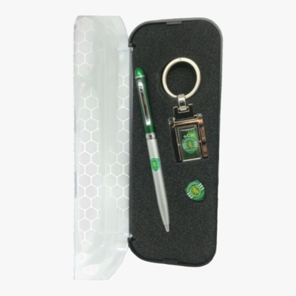 Sporting - Conjunto esferográfica + porta chaves + pin