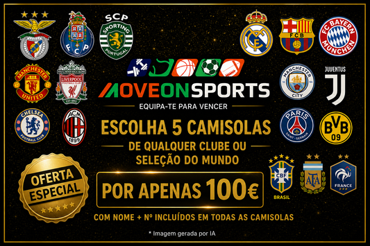 Pack Premium  – 5 Camisolas por 100€ ( Nome + N° incluídos )