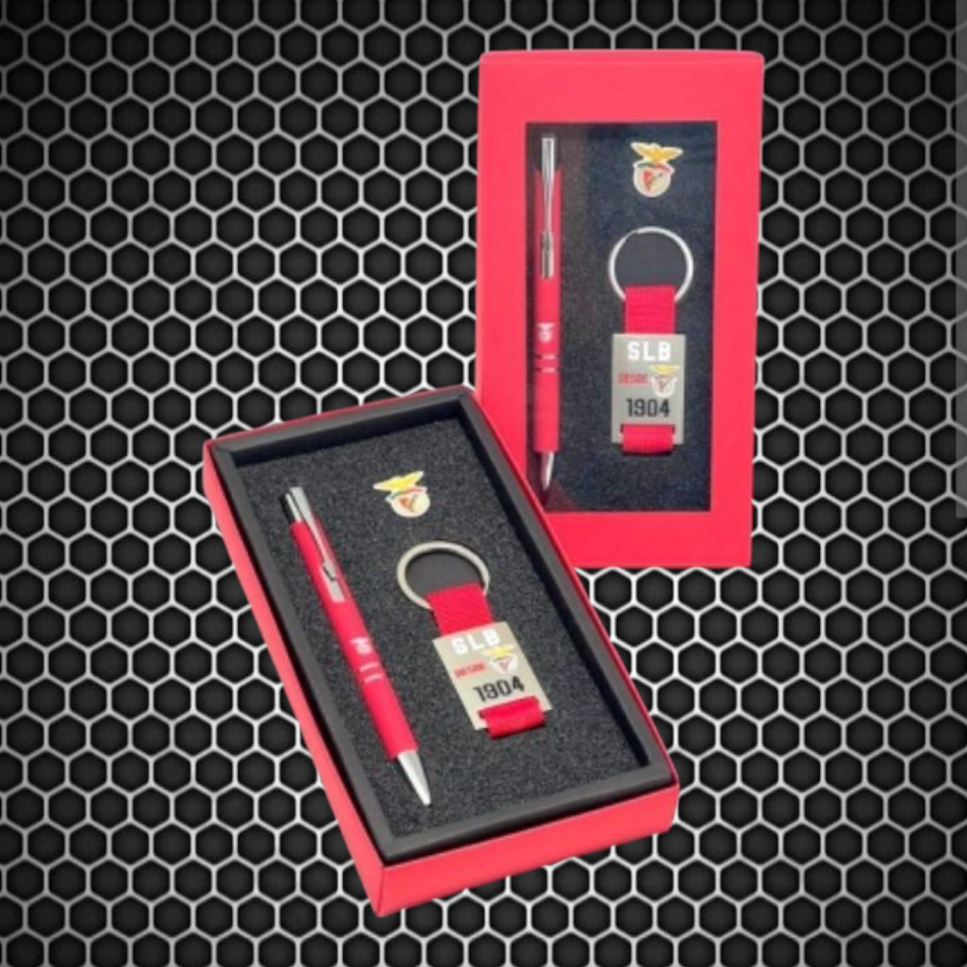 Benfica - Conjunto porta chaves + esferográfica + pin