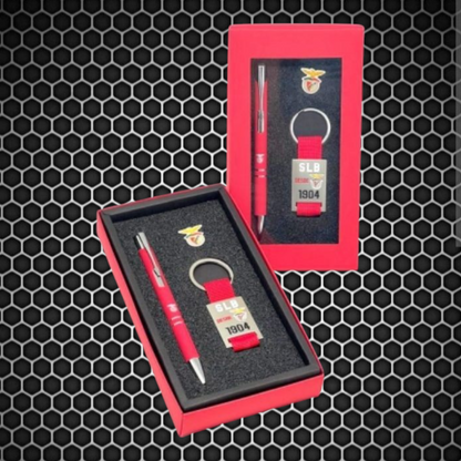 Benfica - Conjunto porta chaves + esferográfica + pin