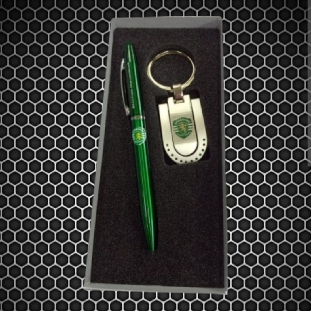 Sporting - Conjunto esferográfica + porta chaves