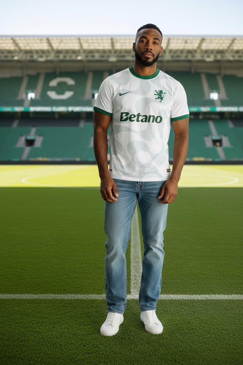 Sporting - Camisola alternativa branca 25/26 - Caixa e Saco Sporting incluídos