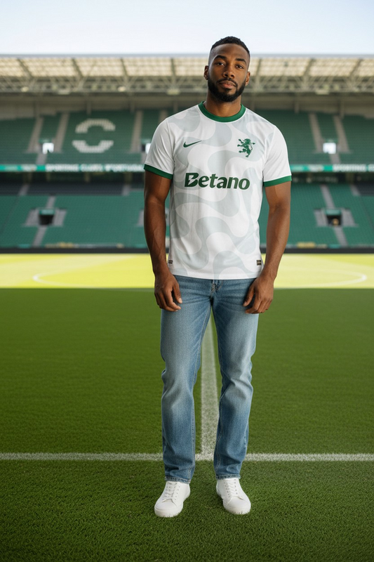 Sporting - Camisola alternativa branca 25/26 - Caixa e Saco Sporting incluídos