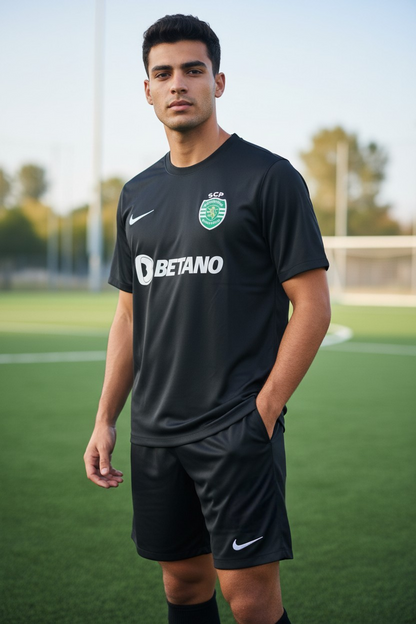 Sporting - Kit criança e adulto alternativo preto 24/25 - Caixa e Saco Sporting incluídos