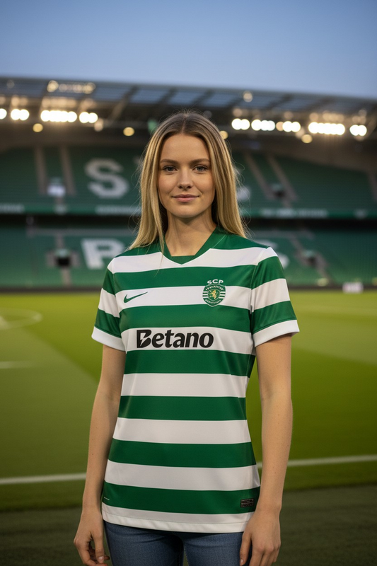 Sporting - Camisola principal feminina 25/26 - Caixa e Saco Sporting incluídos