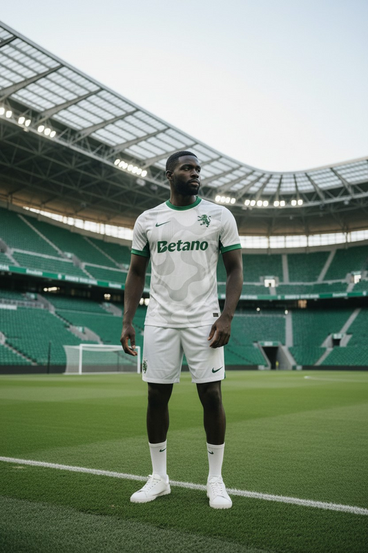 Sporting - Kit criança e adulto alternativo branco 25/26 - Caixa e Saco Sporting incluídos