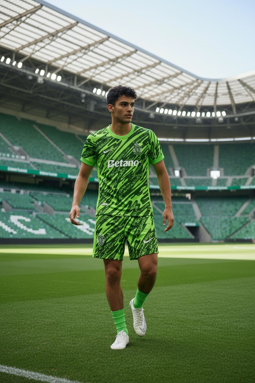 Sporting - Kit criança e adulto guarda-redes verde 25/26 - Caixa e Saco Sporting incluídos