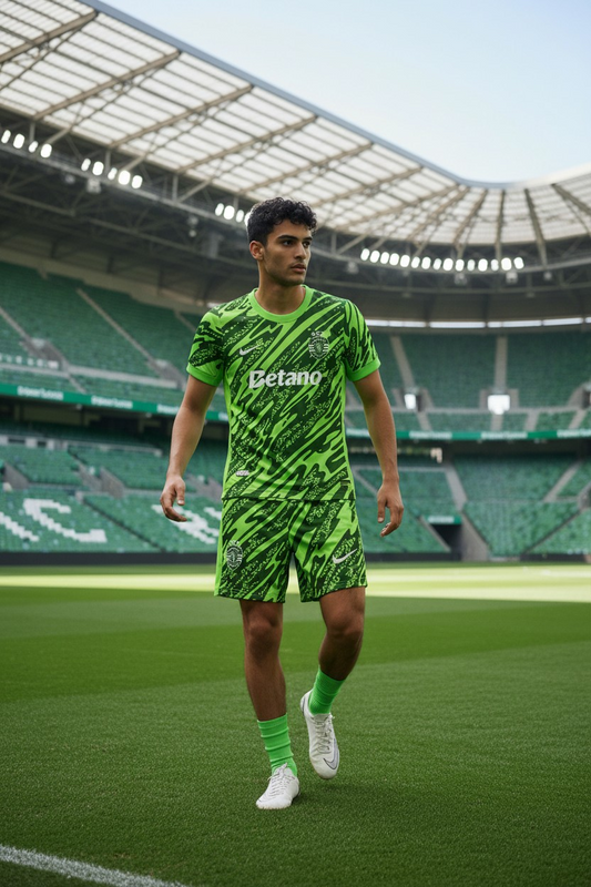 Sporting - Kit criança e adulto guarda-redes verde 25/26 - Caixa e Saco Sporting incluídos