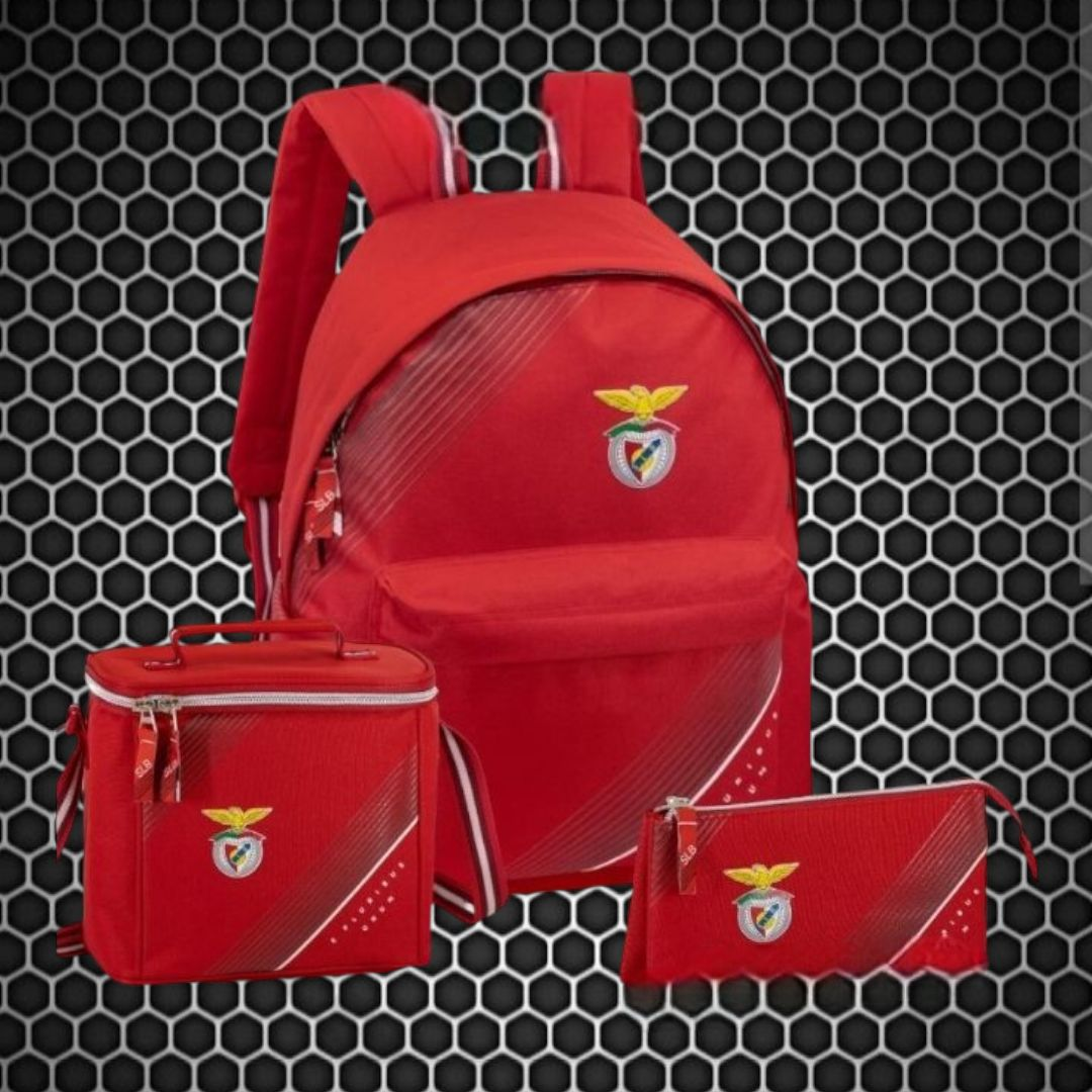 Benfica - Conjunto escolar mochila + lancheira + porta lápis