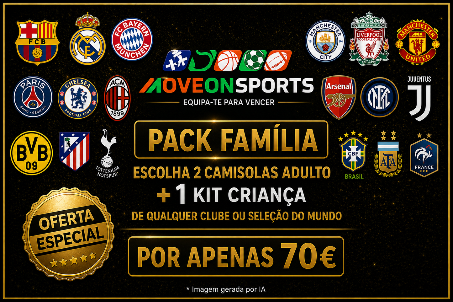 Pack Família – 2 Adulto + 1 Kit Criança por 70€