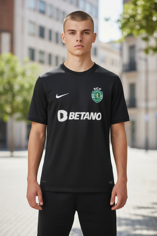 Sporting - Camisola alternativa preta 24/25 - Caixa e Saco Sporting incluídos