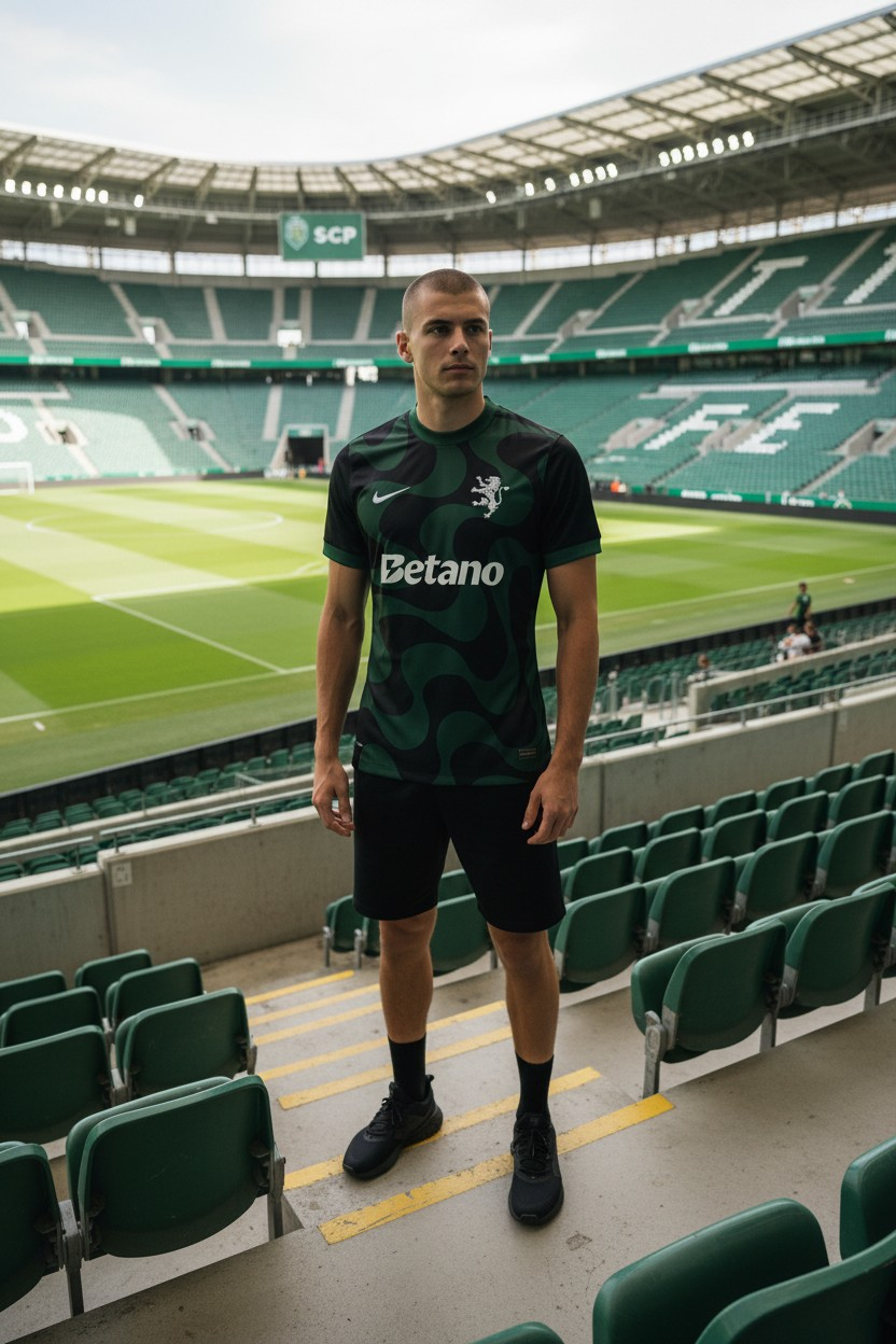 Sporting - Camisola alternativa preta 25/26 - Caixa e Saco Sporting incluídos