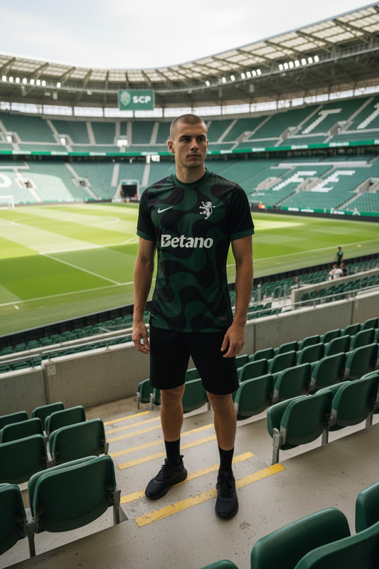 Sporting - Camisola alternativa preta 25/26 - Caixa e Saco Sporting incluídos