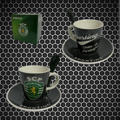 Sporting - Conjunto chávena com colher e pires café