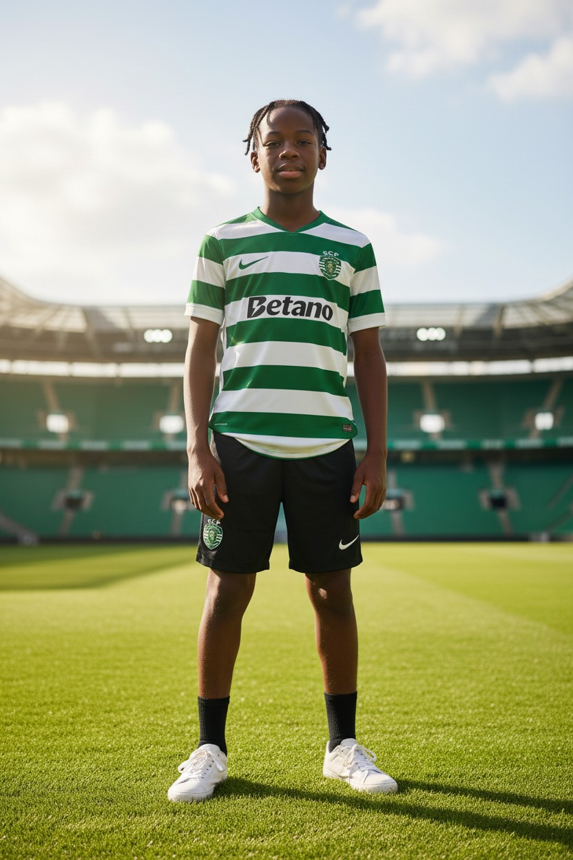 Sporting - Kit criança e adulto principal 25/26 - Caixa e Saco Sporting incluídos