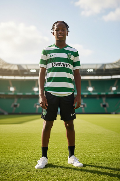 Sporting - Kit criança e adulto principal 25/26 - Caixa e Saco Sporting incluídos