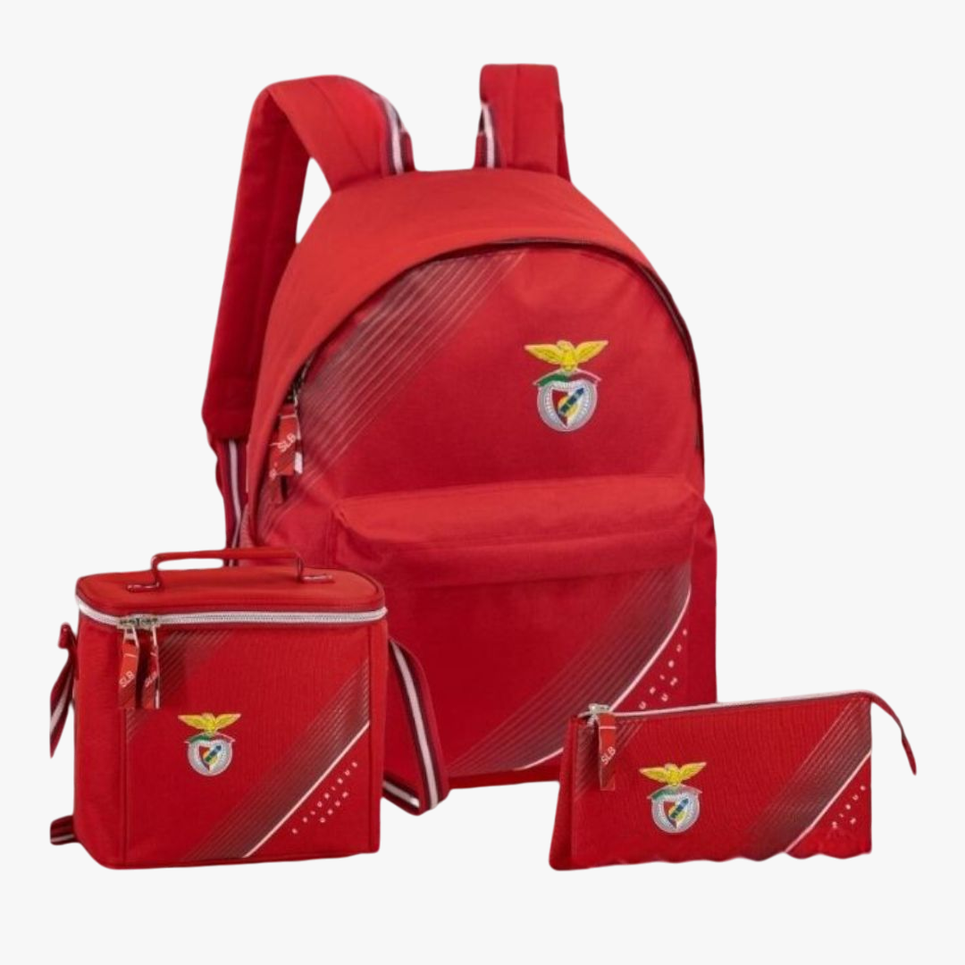 Benfica - Conjunto escolar mochila + lancheira + porta lápis